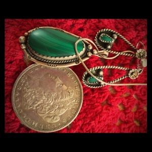 💕Pure malachite family original/earrings stamped